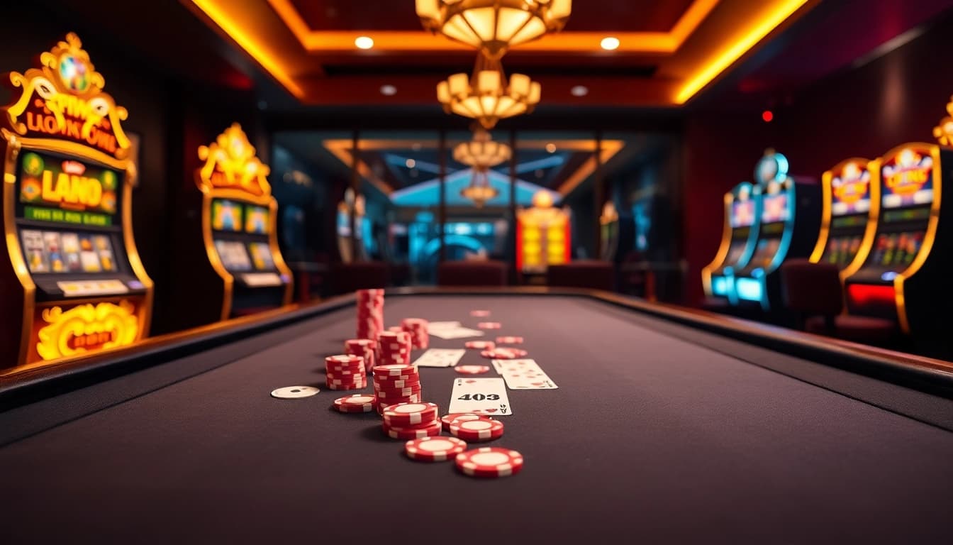 Erleben Sie spannende Momente im online casino schweiz mit einem eleganten Spieltisch und bunten Chips.