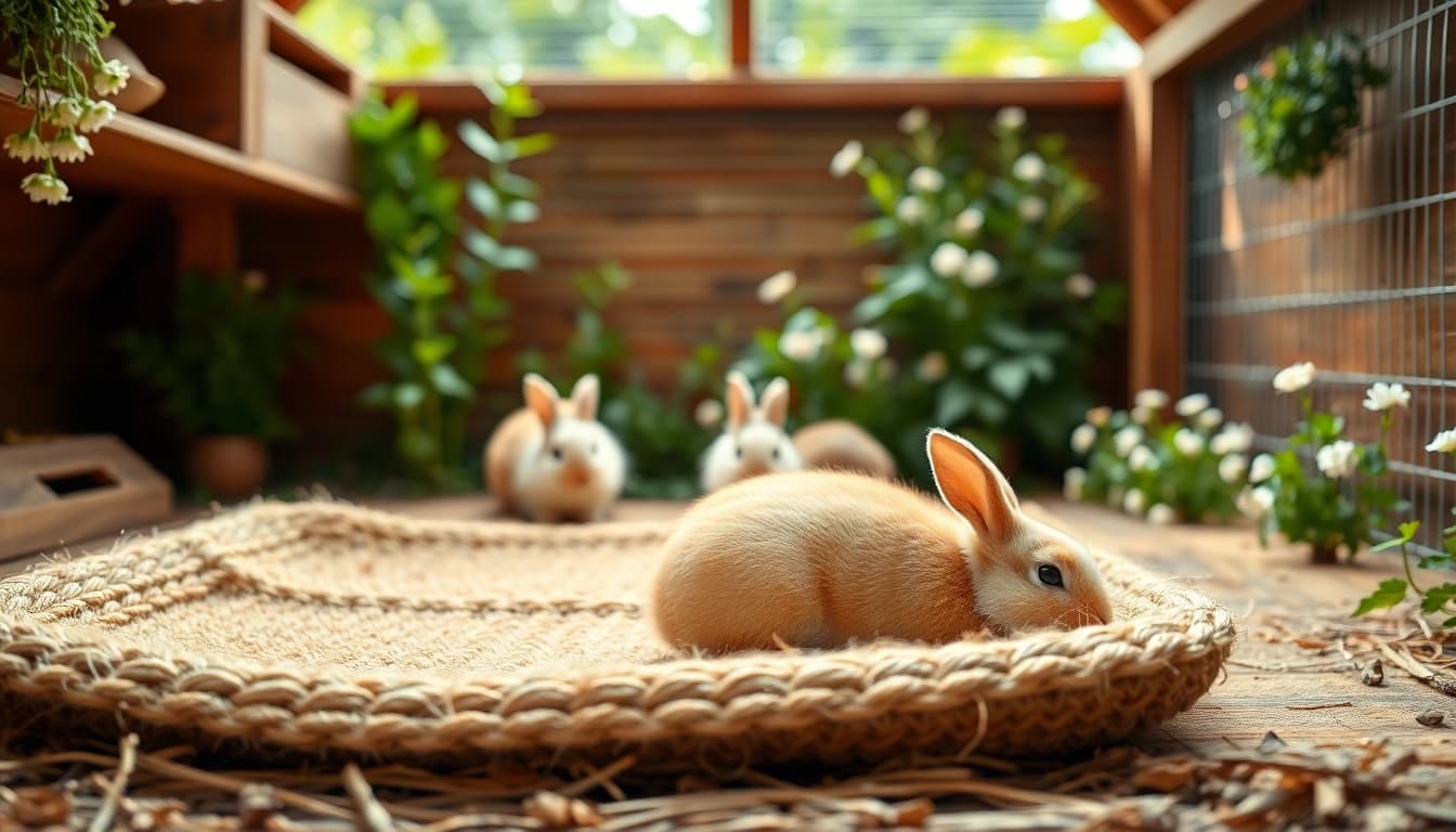 Hanfmatte in natural pet habitat, showcasing comfort and eco-friendliness.