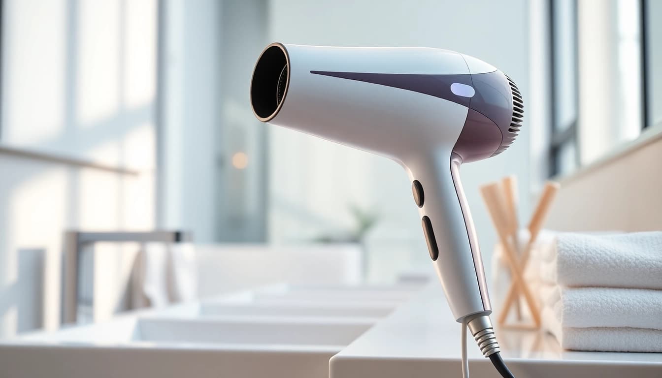 Laifen haartrockner elegant in einem modernen Badezimmer, perfekt für luxuriöse Haarpflege.