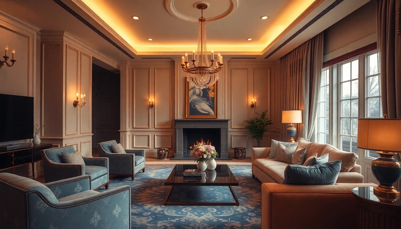 Indulge in luxury with an elegant living space featuring rich decor and sumptuous textures.