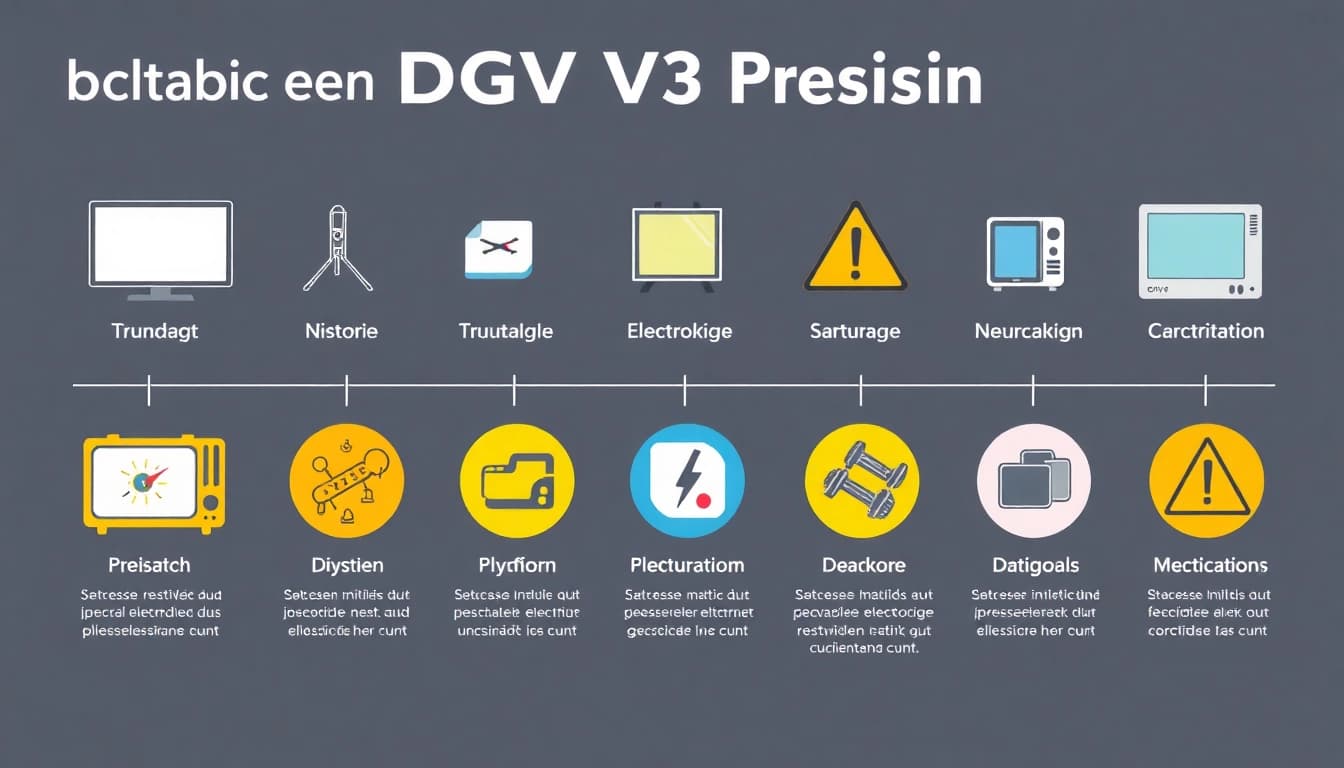 Visualisierung der DGUV V3 Prüfung, die verschiedene Prüfungen elektrischer Geräte und sicherheitsrelevante Elemente darstellt.