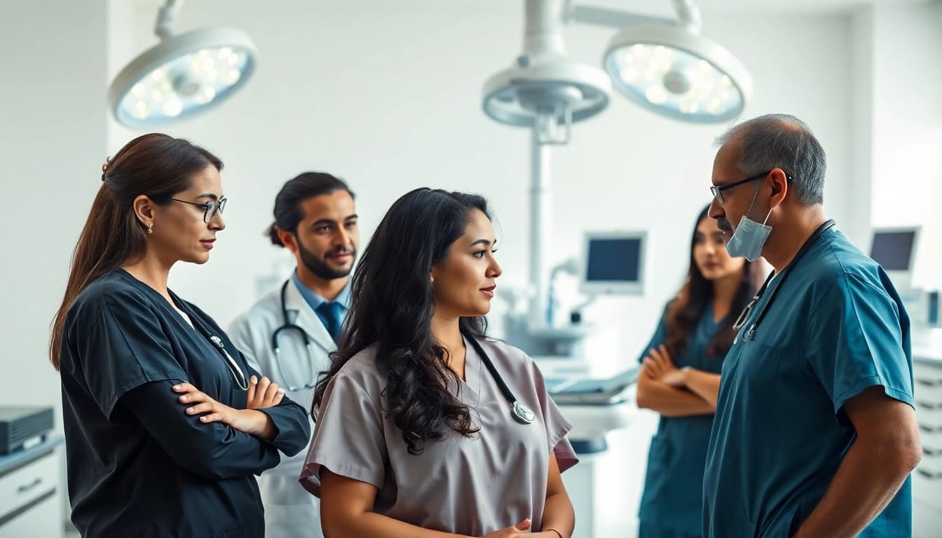 Driada medical in a collaborative healthcare setting featuring diverse medical professionals.