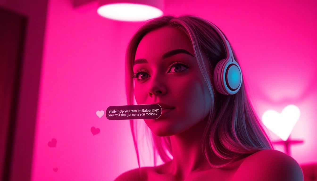 Engaging AI character in a flirty porn ai chat interaction, showcasing a vivid virtual conversation.