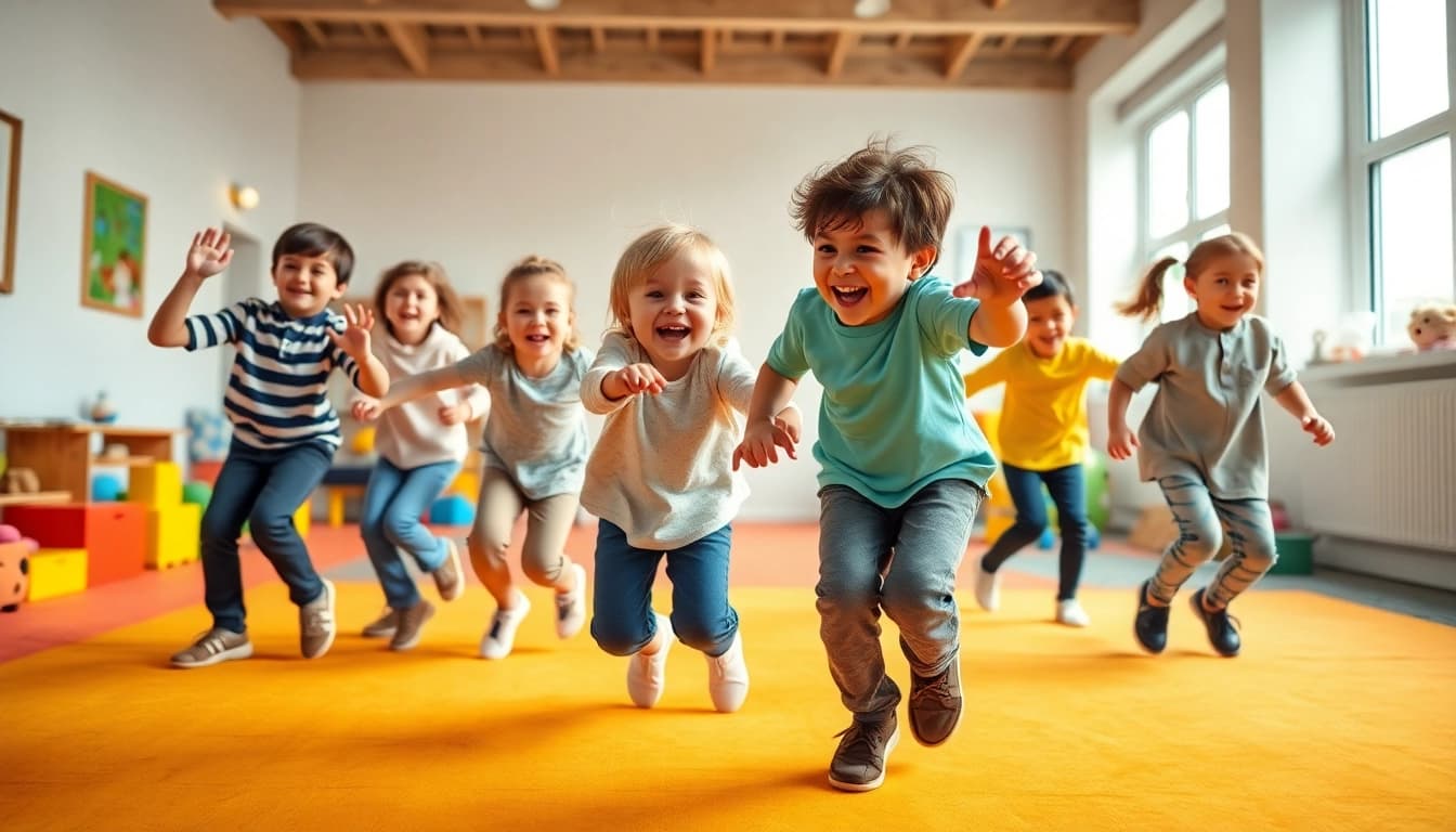 Bewegungsspiele fuer Kinder: Ideen fuer drinnen, die Spass machen