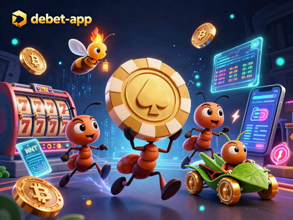 Win big with debet-app in this vibrant, dynamic casino heist scene featuring ants and gold!