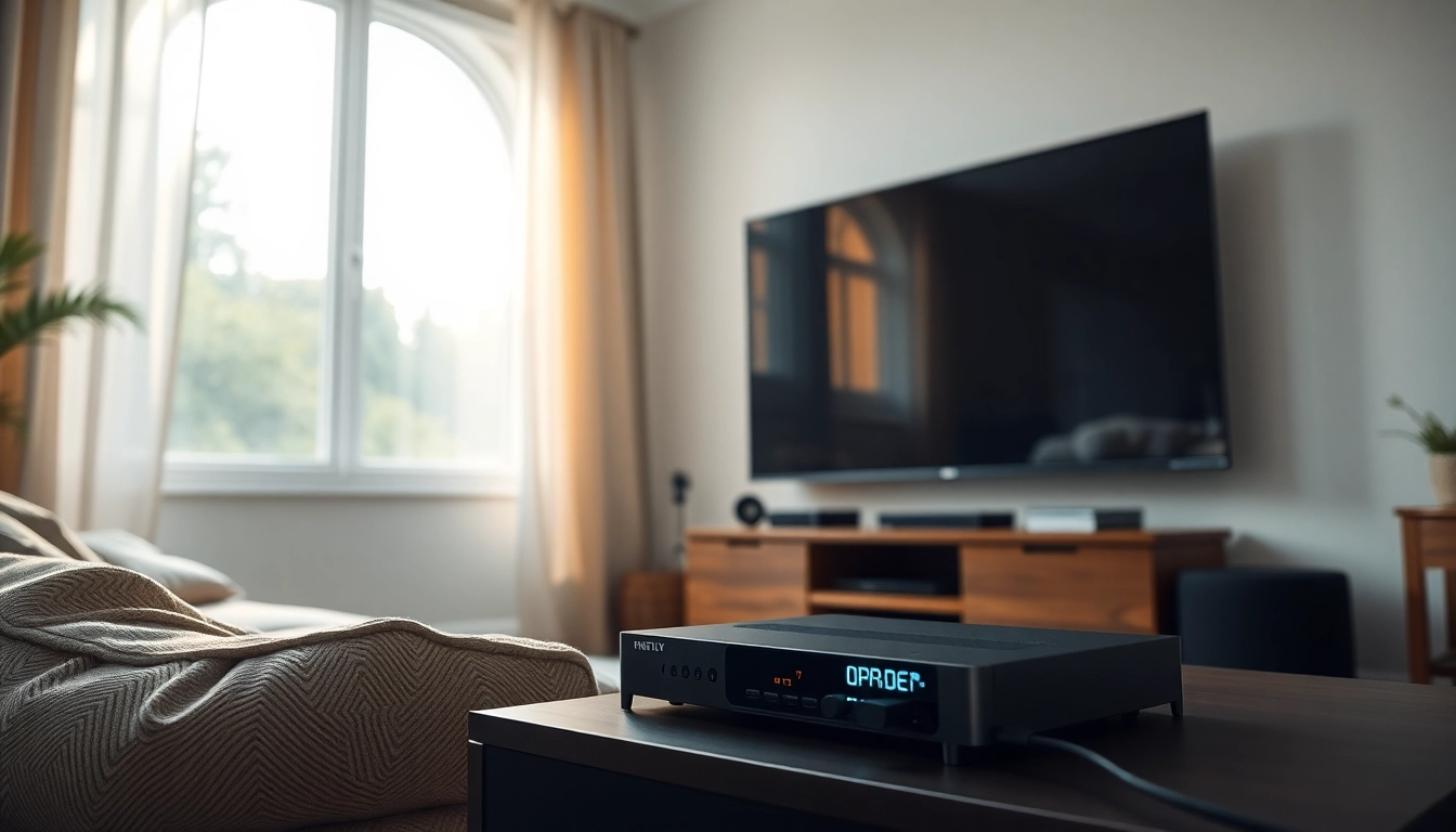 Iptv Deutschland in einem modernen Wohnzimmer mit elegantem TV und Streamingerlebnis.