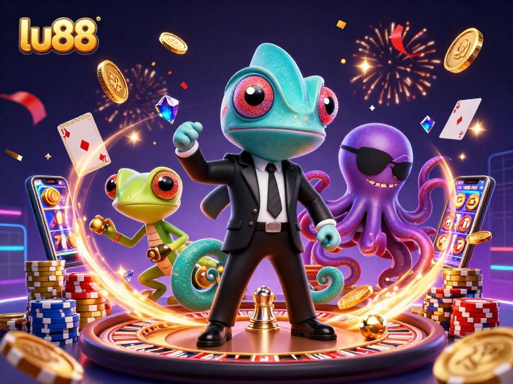 Join the excitement at lu88 with vibrant casino action and thrilling game elements in a dynamic 3D scene.