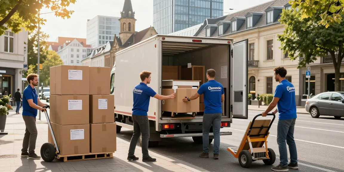 Umzugsunternehmen Darmstadt beim sicheren Transport von Möbeln mit professionellen Umzugshelfern.