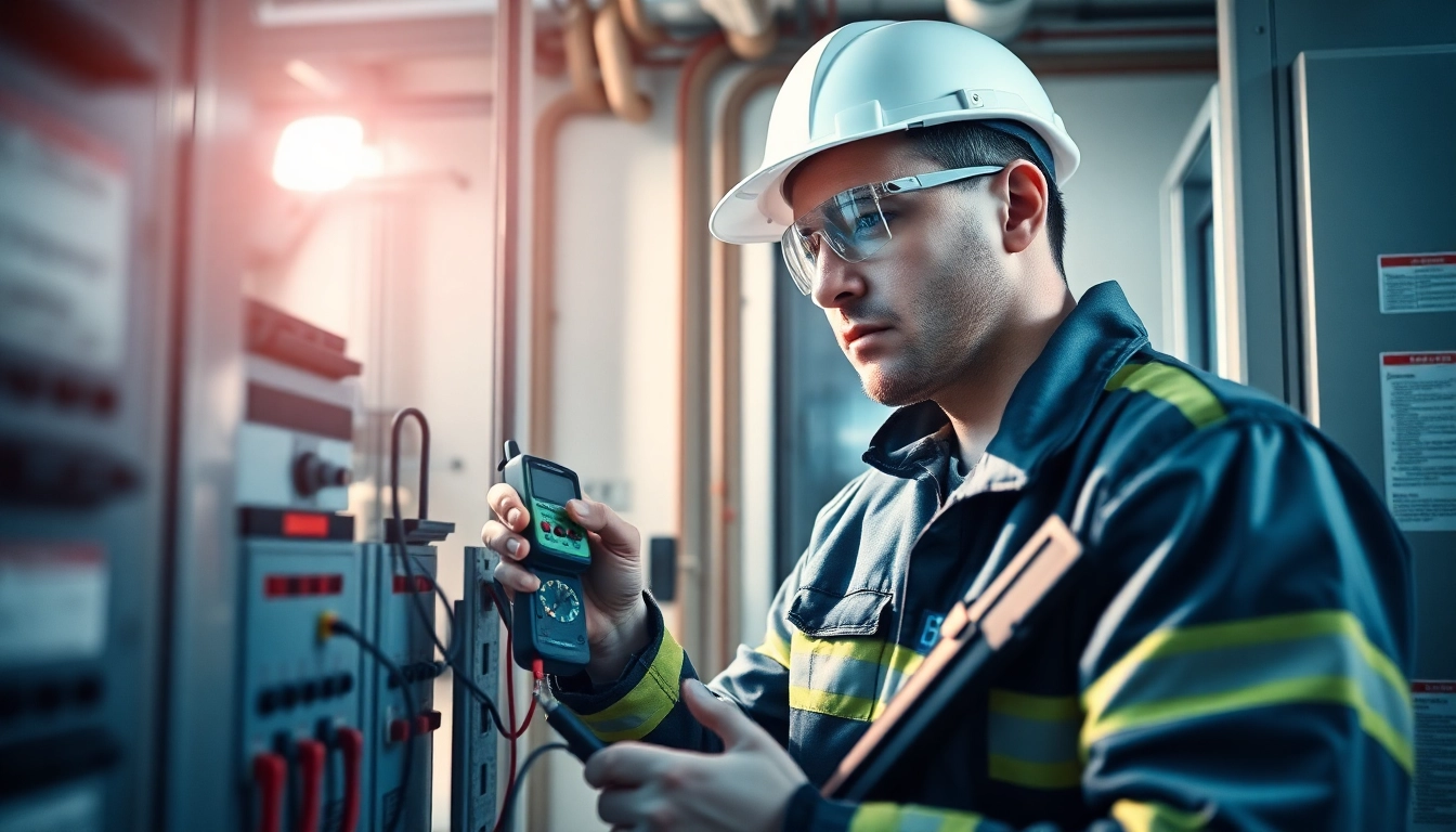 Technician conducting a crucial check on electrical equipment for DGUV V3 compliance.
