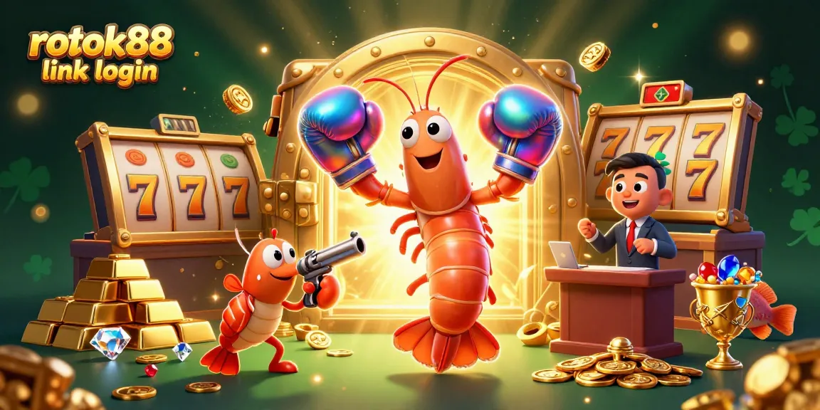 Engage in excitement with rokok88 link login as colorful casino characters uncover treasures.