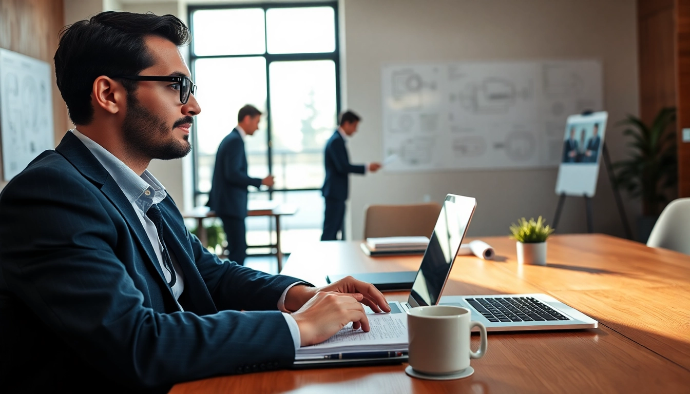 Headhunter Ingenieure in einem modernen Büroumfeld, konzentriert auf die Personalgewinnung.