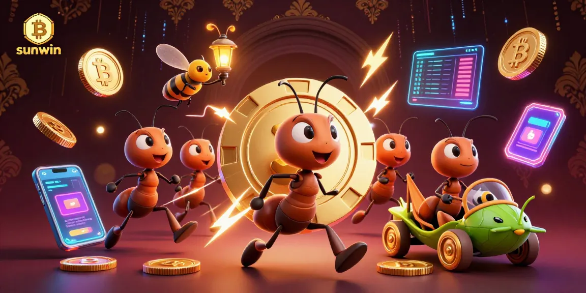 Experience fun gaming on Sunwin with an epic heist scene featuring ants and gold chips.