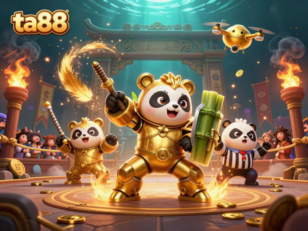 Engage in excitement at ta88 with a vibrant scene showcasing colorful characters in an arena.