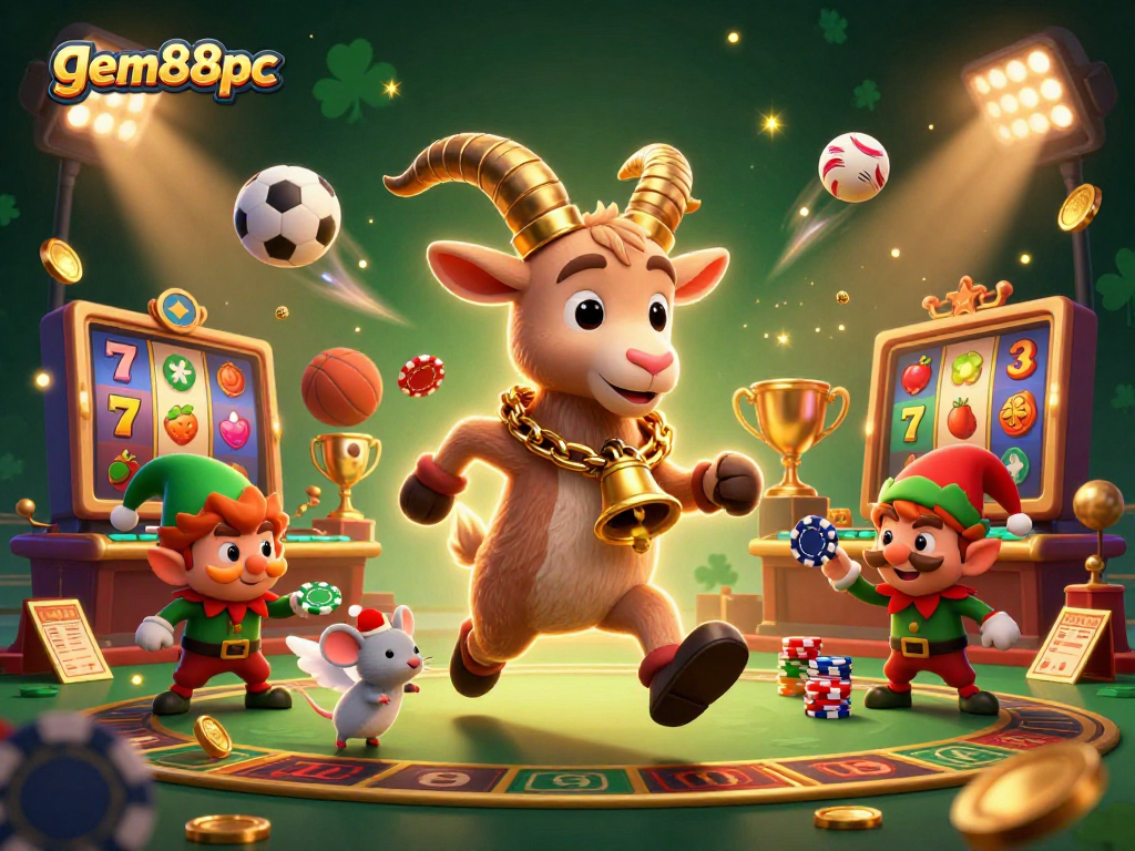 Engage in thrilling games at gem88pc with Krampus leading the festive action amidst stealing gremlins and casino excitement.