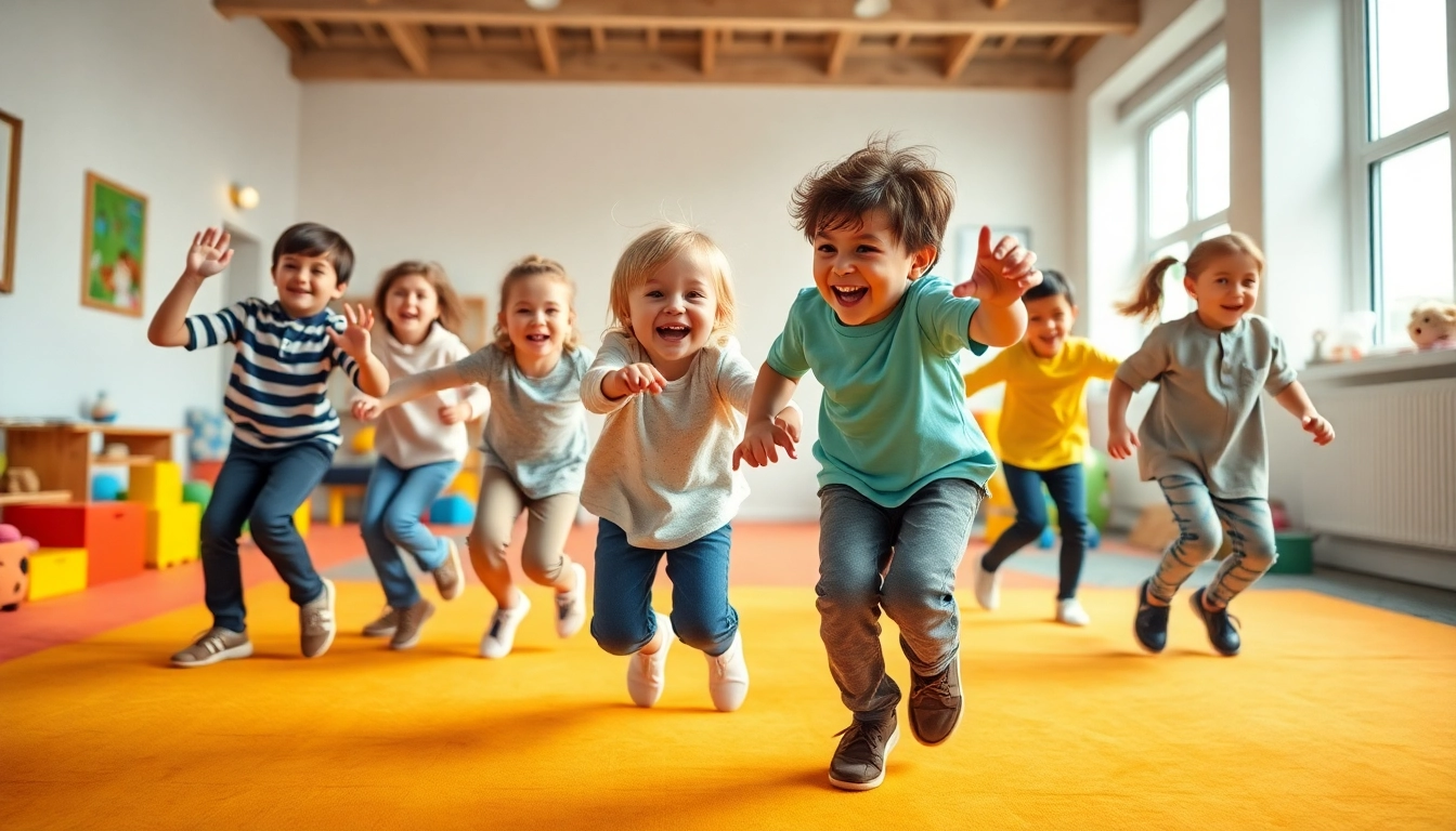 Spiele mit Kindern drinnen, wo sie aktiv sind und gluecklich miteinander interagieren, mehr dazu lesen.