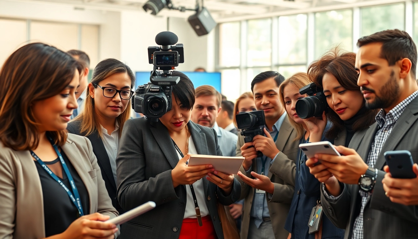 Aktuelle Meldungen werden von Journalisten hautnah in einer Pressekonferenz festgehalten.