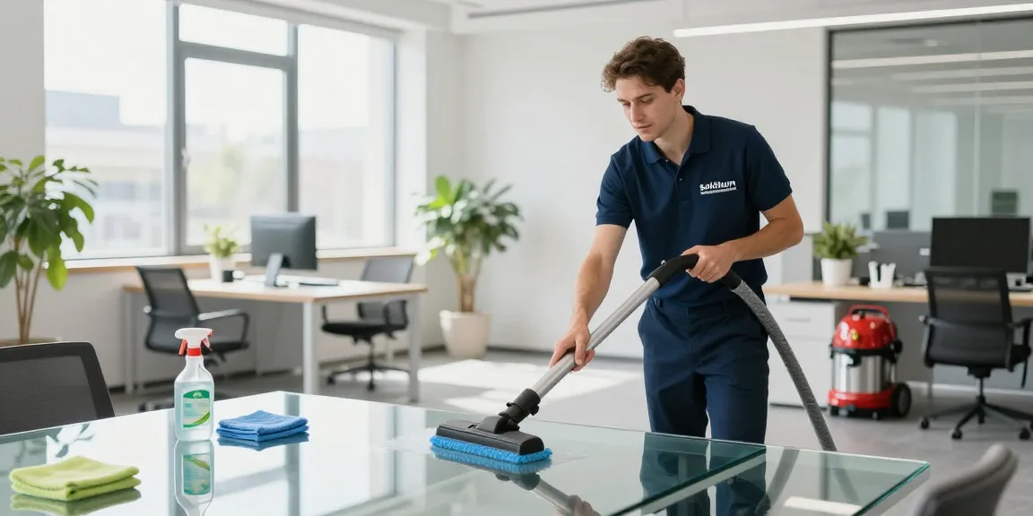 Professional cleaning service showcasing gebaeudereinigung solothurn in a modern office space.