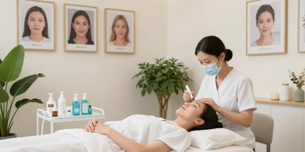 Augenringe wegbekommen mit der sanften Behandlung von CCeye® in einem modernen Beauty-Spa.