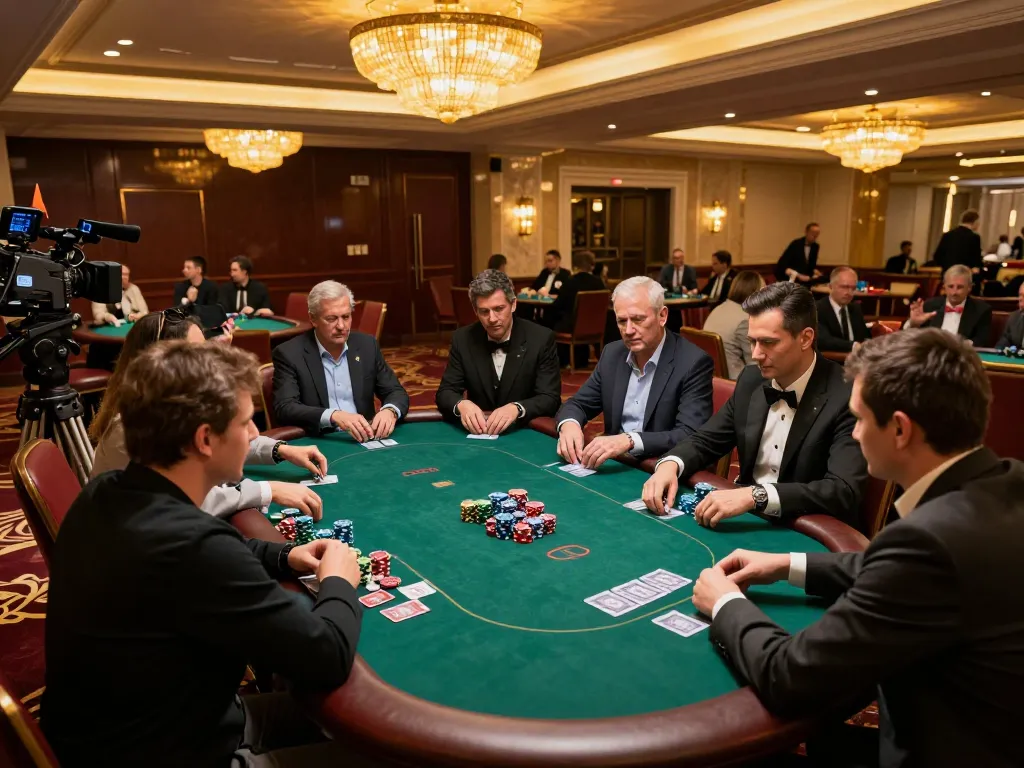 MK8 poker game in a luxurious casino setting with players placing bets, showcasing the excitement of high-stakes play