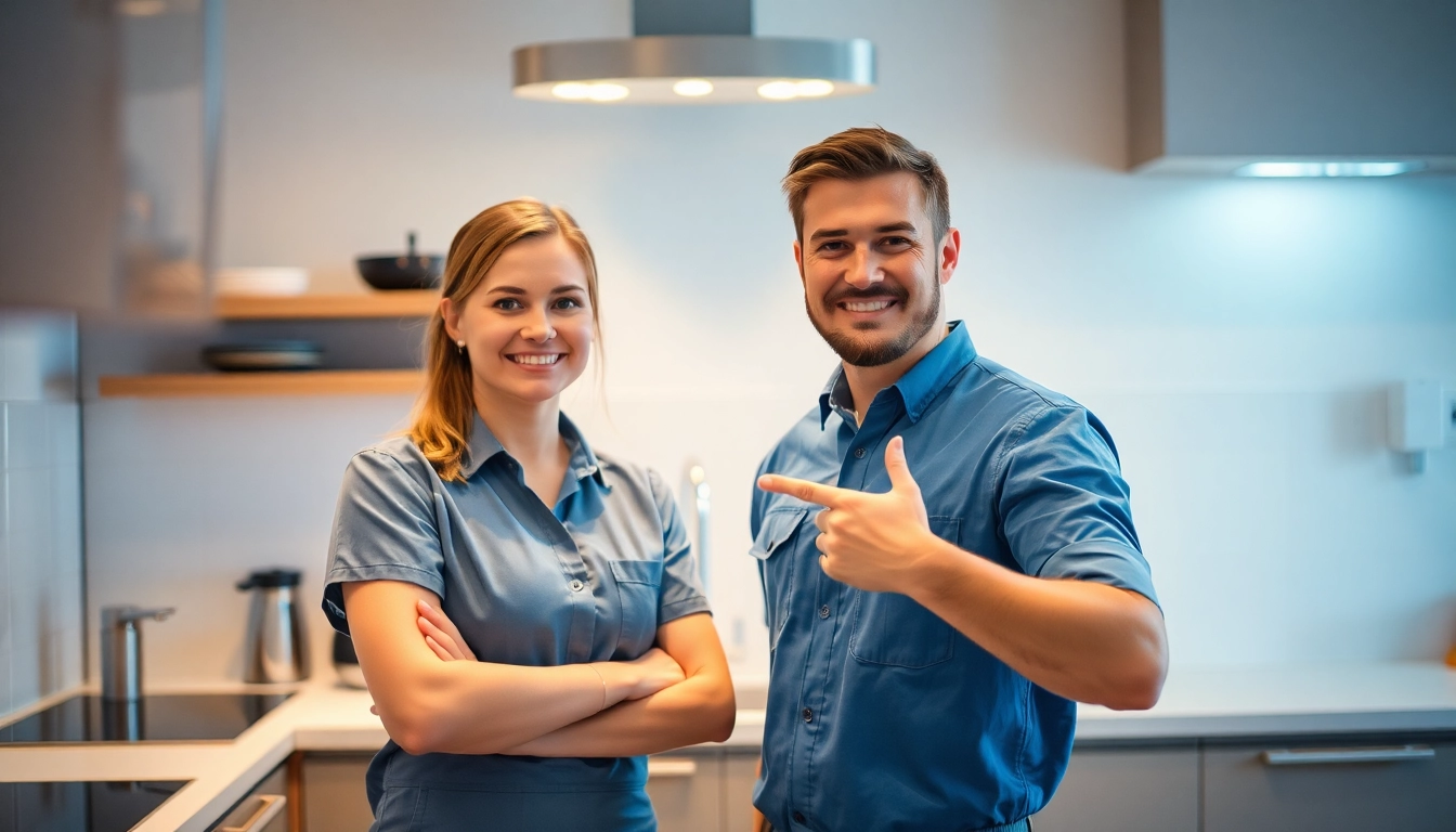 Professioneller Klempner bietet Sanitär Notdienst in der Küche an, hilft dem Kunden effizient.