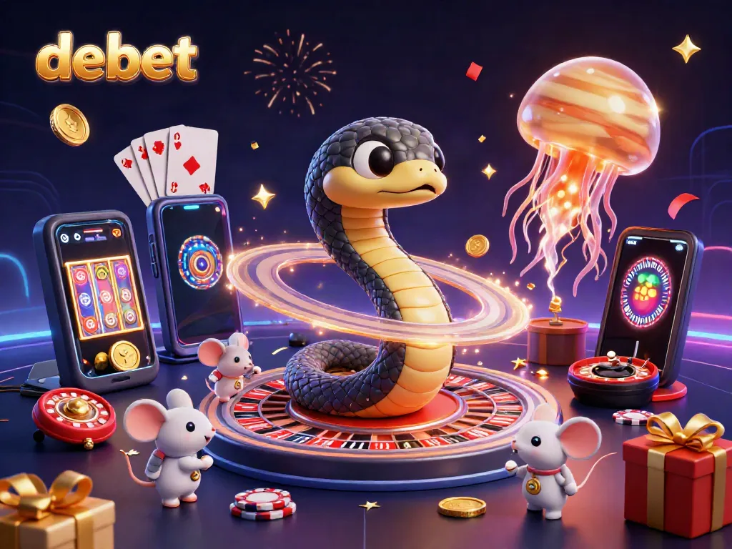 Immerse in debet's vibrant casino experience with dynamic gaming elements and cosmic characters.
