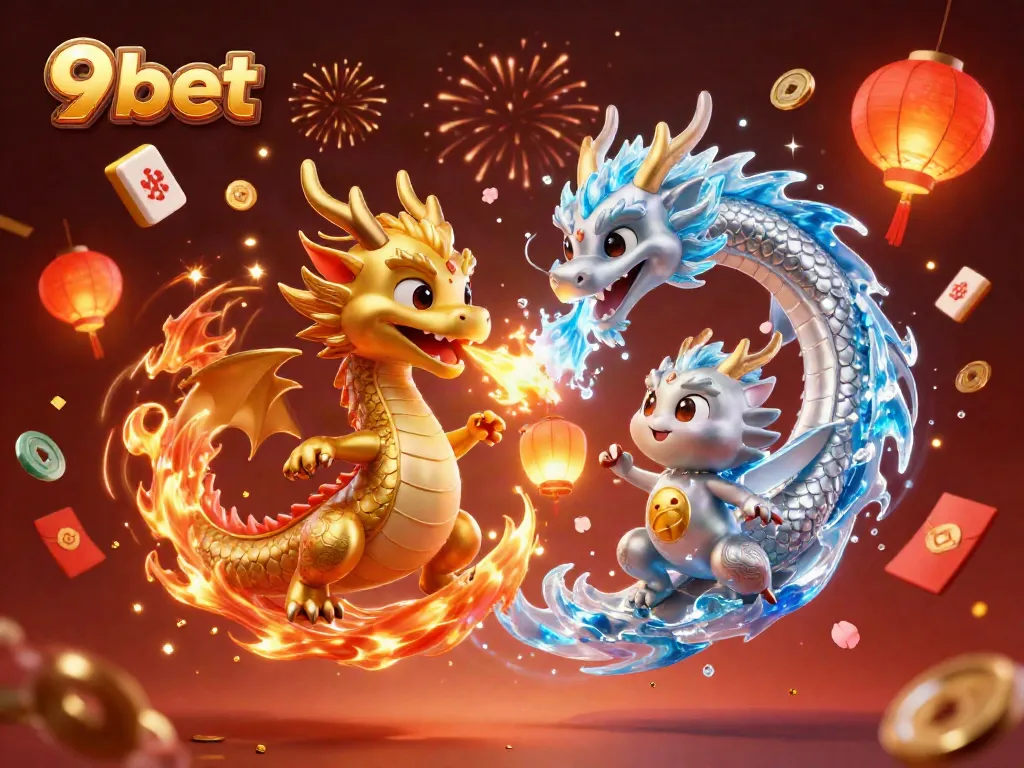 Experience excitement with 9bet's dynamic live casino scene featuring gold and silver dragons.