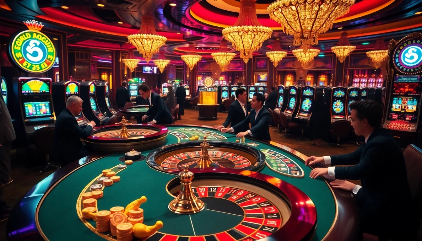 An elegant casino scene showcasing players at poker tables, highlighting the tor browser official wiki's focus on anonymity.