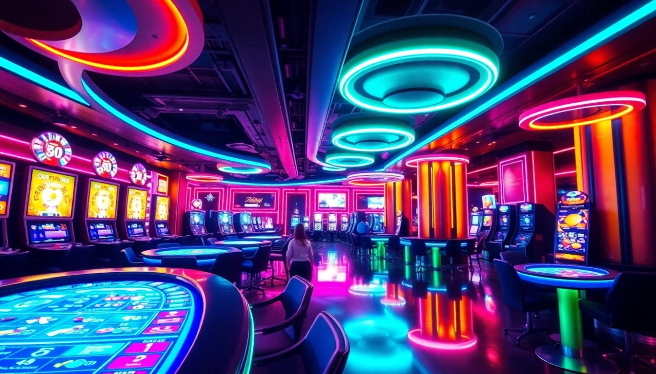 Explore the beste casinos ohne limit with a captivating nightlife ambiance featuring vibrant neon lights and gaming action.