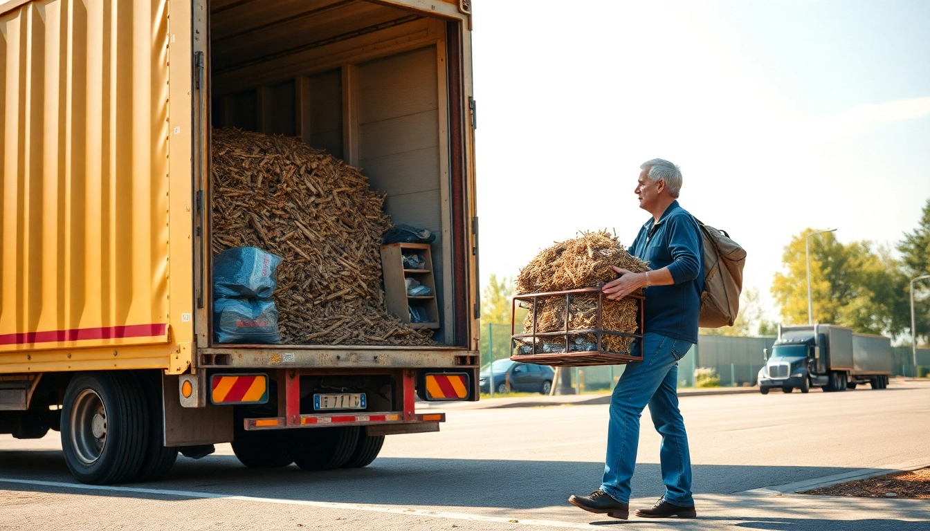 Schrottabholung durch einen professionellen Schrotthändler, der den Schrott sicher verladen.