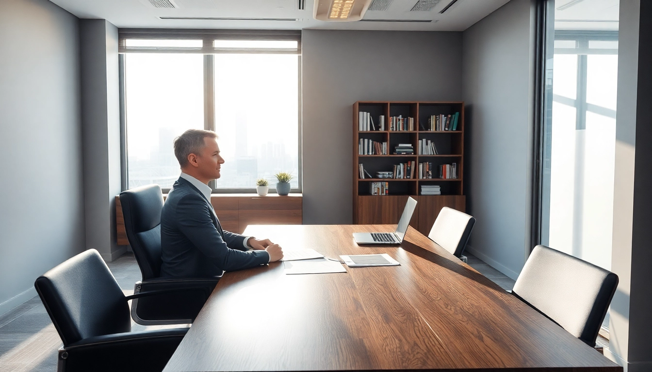 Geschäftsführer bei der Arbeit im Büro: Headhunter Geschäftsführer in inspirierender Atmosphäre.