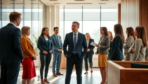 Headhunter Dresden assisting diverse clients in a modern office setting.