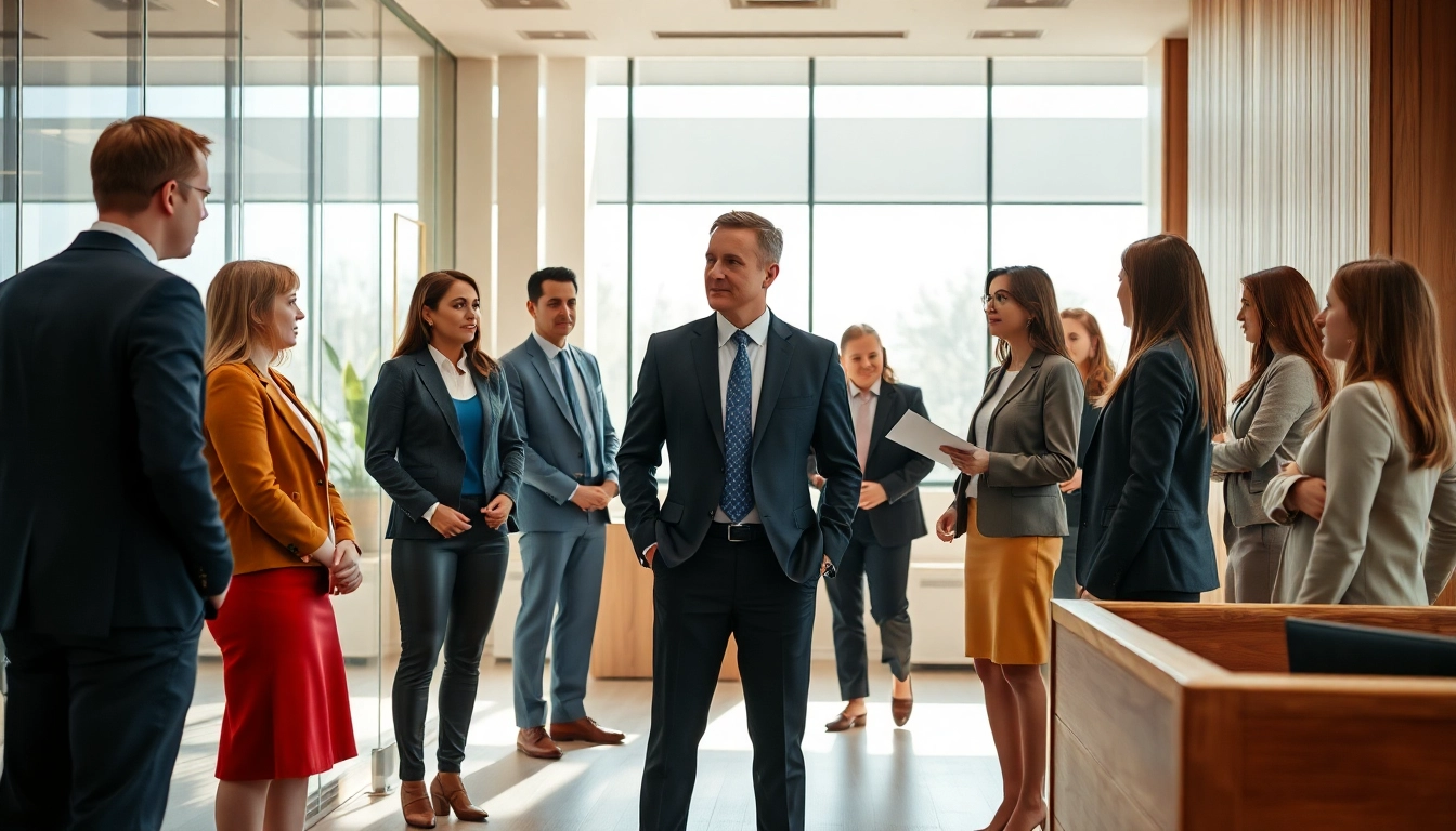 Headhunter Dresden assisting diverse clients in a modern office setting.