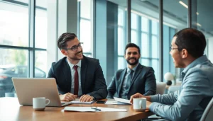 Headhunter Bochum in einem modernen Büro, das Kandidaten berät und dabei Professionalität und Engagement zeigt.