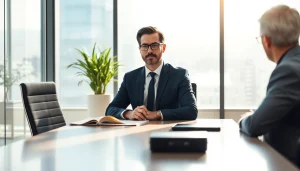 Headhunter CEO führt einprofessionelles Gespräch in einem modernen Büro.