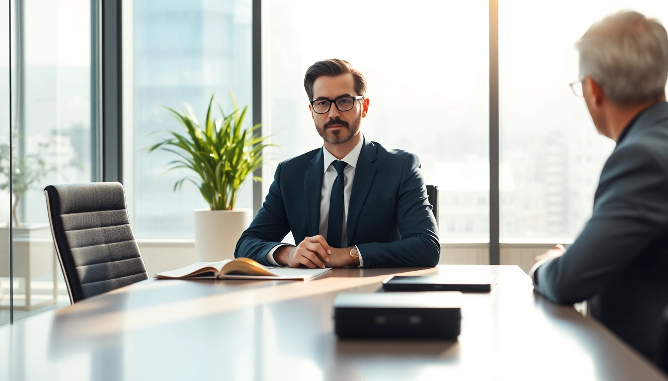 Headhunter CEO führt einprofessionelles Gespräch in einem modernen Büro.