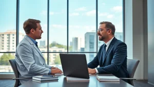 Headhunter Ärzte berät medizinisches Fachpersonal in modernem Büro.