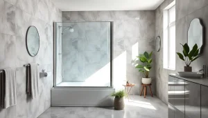 Genieße eine moderne sonni Duschkabine mit klarem Sicherheitsglas in einem stilvoll gestalteten Badezimmer.