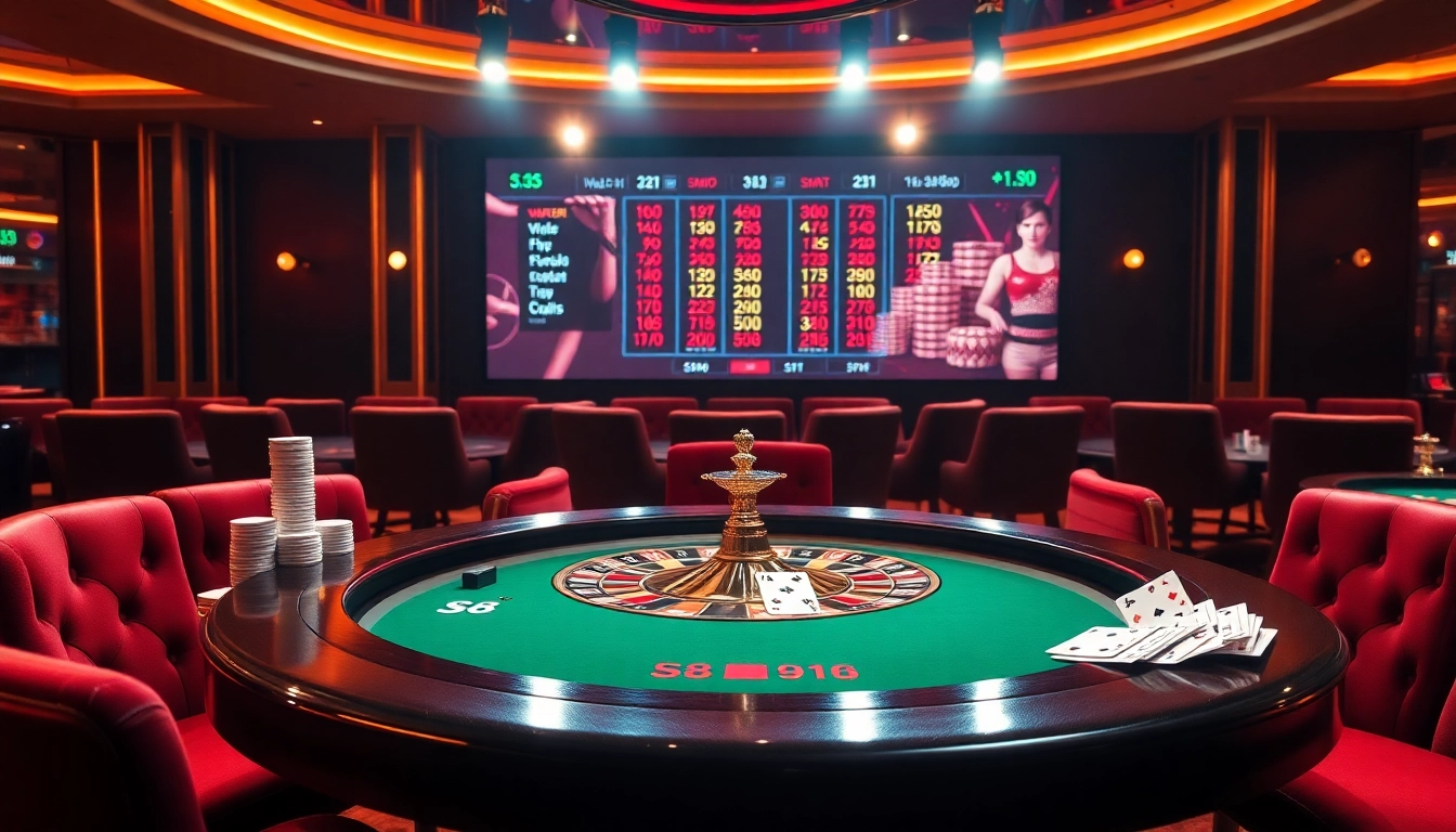 Engaging players at the S8 roulette table in a luxurious casino setting, emphasizing excitement and high-stakes gaming.
