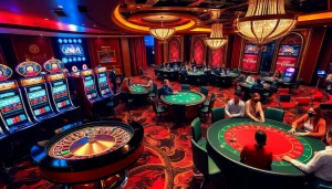 Exciting casino scene showcasing games and players at https://gk88.city/, highlighting the thrill of gambling.