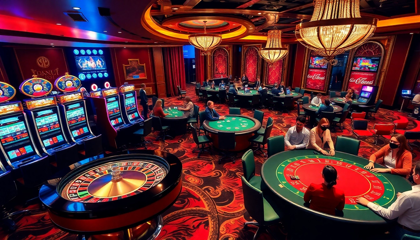 Exciting casino scene showcasing games and players at https://gk88.city/, highlighting the thrill of gambling.