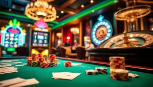 Người chơi đang tận hưởng các trò chơi đầy kịch tính tại https://luck8.net trong không khí casino sang trọng với poker và máy đánh bạc.