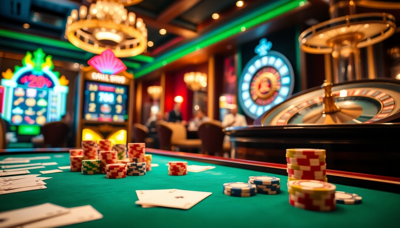 Người chơi đang tận hưởng các trò chơi đầy kịch tính tại https://luck8.net trong không khí casino sang trọng với poker và máy đánh bạc.