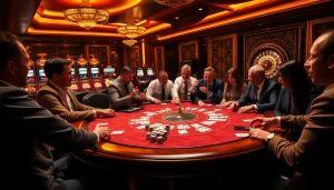 Người chơi thưởng thức một ván poker đầy kịch tính tại bàn casino sang trọng của LUCK8.