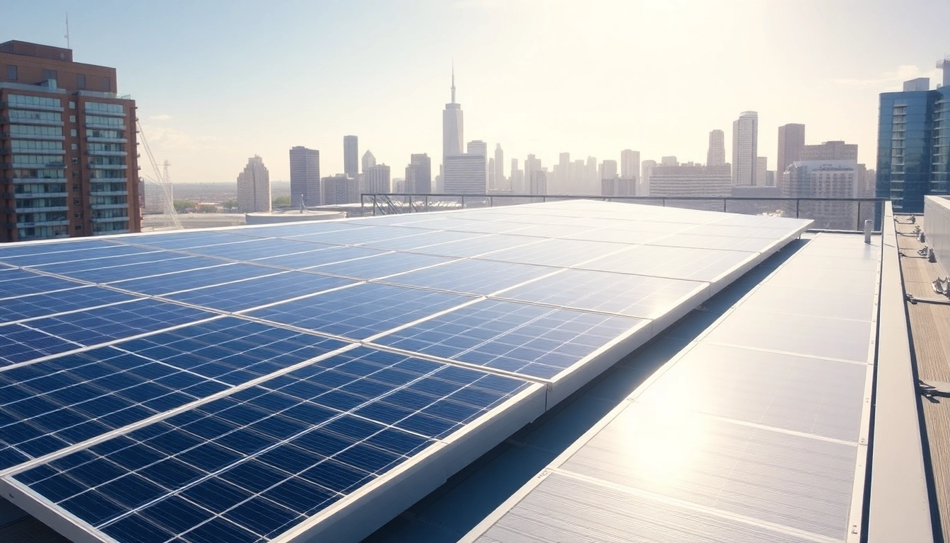 Photovoltaikanlage Kaufen Wien in urban setting, showcasing solar panels on a modern rooftop.