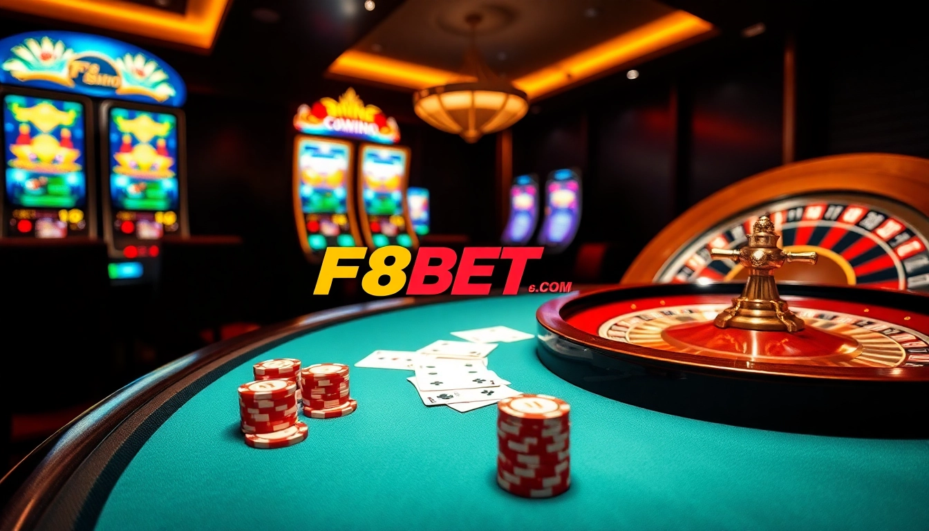 Engaging players at F8BET.COM with vibrant poker chips and roulette action.